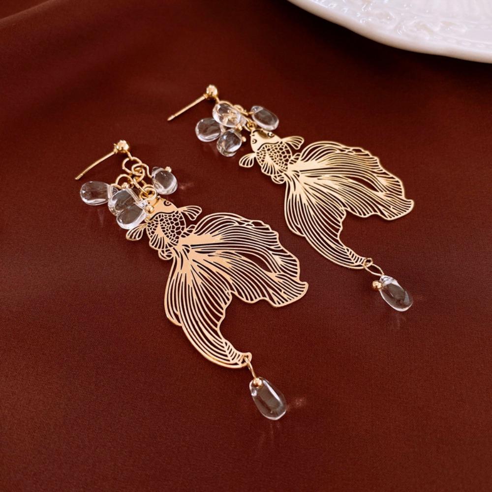 Accessories Goldfish Earrings Ear Jewelry Metal Dangle Earrings Creative Goldfish Eardrop Women