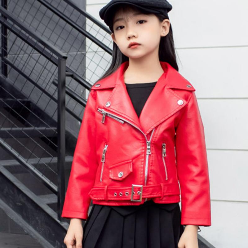 Kids Clothing Boys and Girls Spring Autumn Turndown Collar Leather Jacket Children's Motorcycle Korean Style Jacket