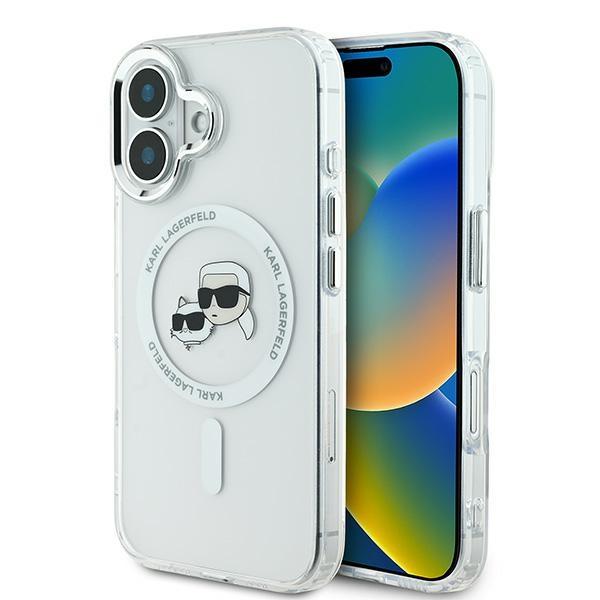 Karl Lagerfeld KLHMP16SHLSKCH iPhone 16 6.1" white/white hardcase IML Metal Karl&Choupette Head MagSafe