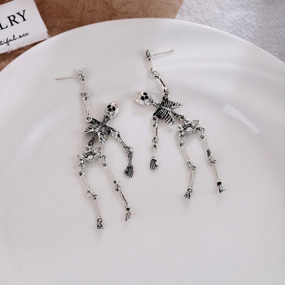 Zinc Zinc Alloy Skeleton Earrings Hip Hop Imitation Human Bone Earrings Creative Halloween Earrings Party