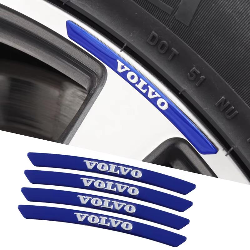 4pcs Car Wheel Rim Stickers Auto Tire Emblem Decor Decal Accessories For Volvo S60 S80 S90 C30 XC40 XC60 XC70 XC90 V40 V60 V90