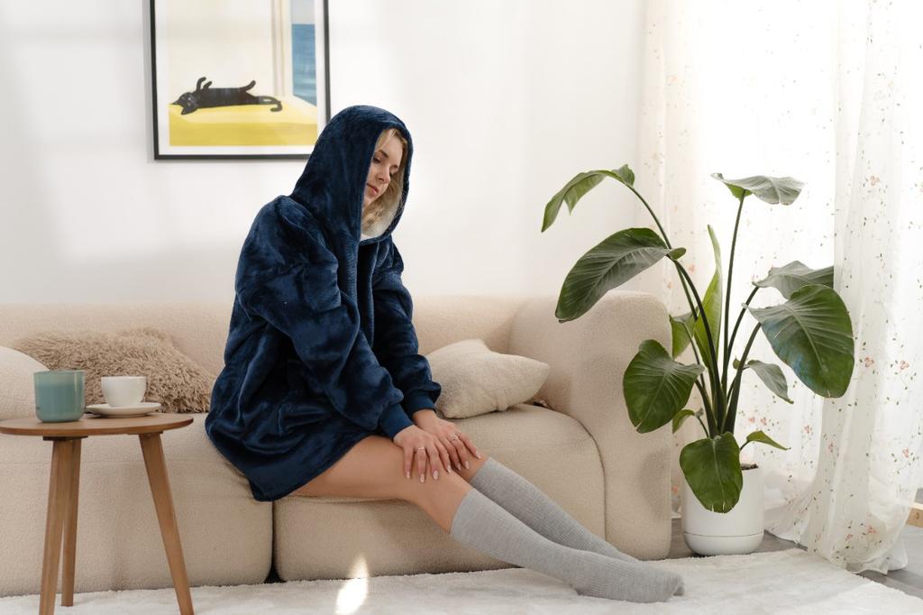Kocobluza Tv Blanket Hooded Sweatshirt Long Women' Men' Soft Bathrobe Unisex