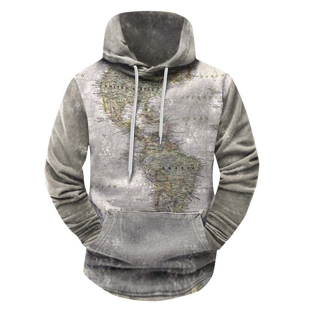 Модный свободный мужской и женский свитер с капюшоном с длинным рукавом и принтом