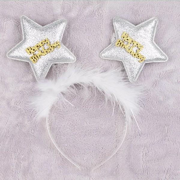 People's Party Birthday Star Headband 3pcs, Silver, 1pc