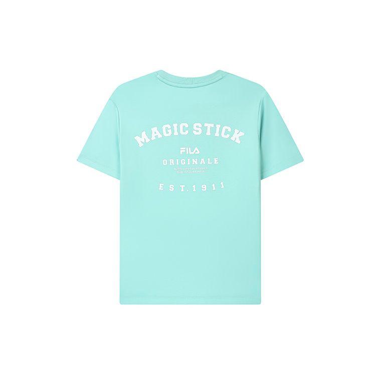 Fila Футболка женская повседневная однотонная с круглым вырезом и коротким рукавом с принтом логотипа Топы Молодежный-зеленый F11W329111F-TQ