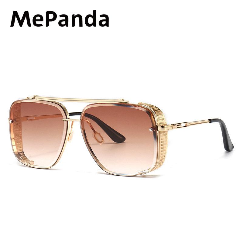 MePanda унисекс, квадратные металлические двойные лучи, модные солнцезащитные очки в стиле ретро, UV400