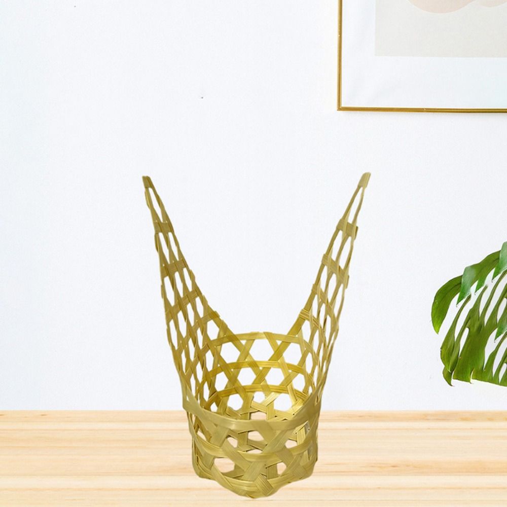 3pcs Bamboo Woven Storage Box Handmade Fruit Basket Portable Gift Packaging Basket Zongzi