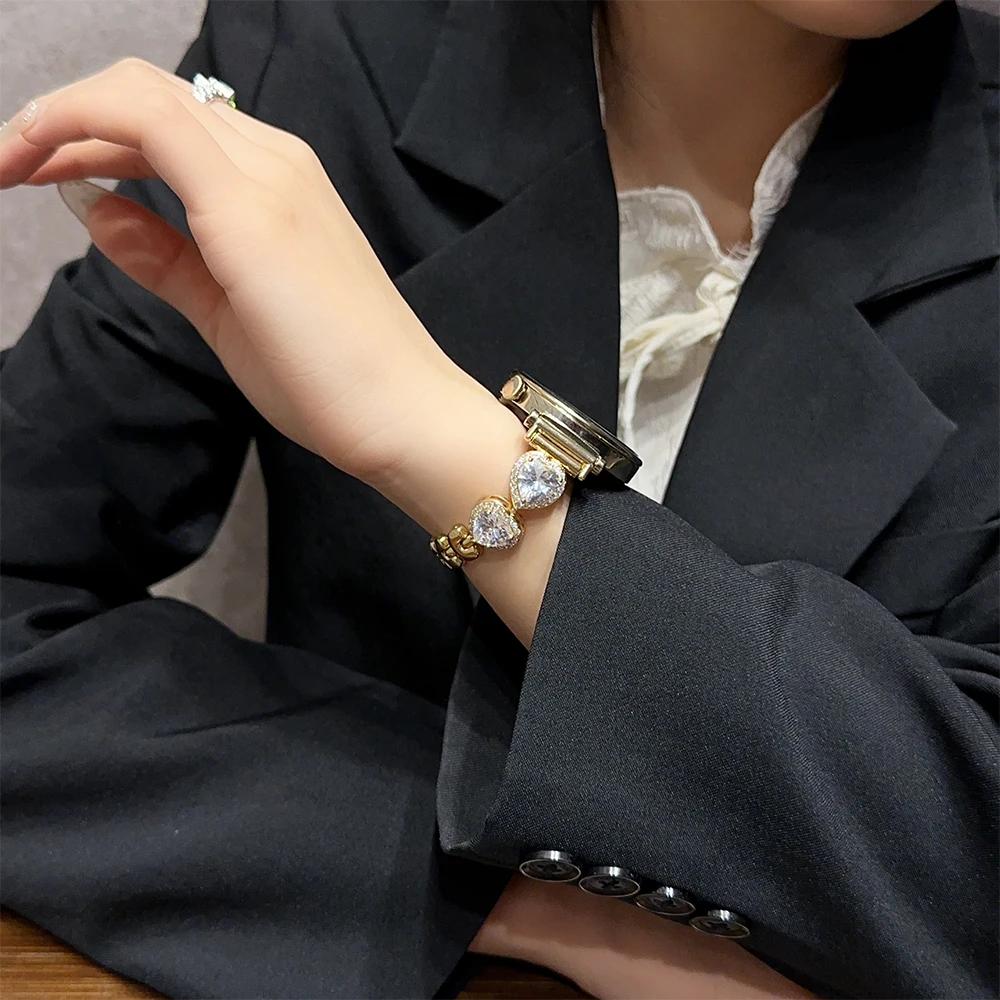 Женский бриллиантовый браслет для умных часов Huawei GT 4 41 мм, ремешок 18 мм 20 мм 22 мм для Samsung Galaxy 6 Classic 47 мм 43 мм 5 6 40 мм 44 мм