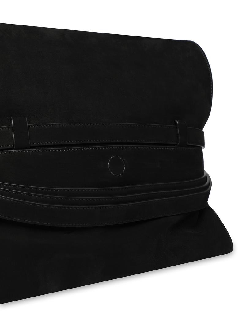 Moschino Tie Me Nubuck Medium Handbag Black
