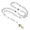 Religion White Rosary Necklace For Women INRI Crucifix Cross Pendant Rose Beads Chain Necklace Female Prayer Jewelry