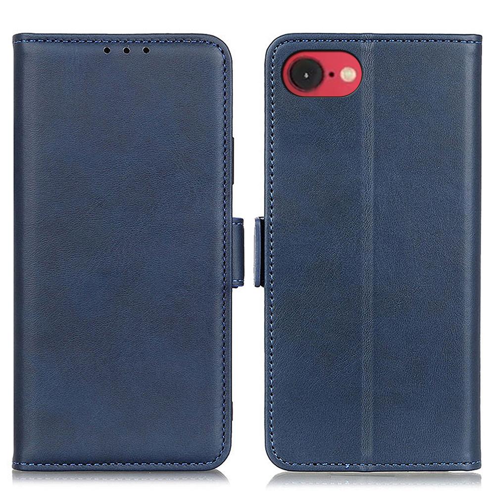 For iPhone 16e Case Stand Cowhide Texture PU Leather Phone Cover