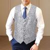 Men Waistcoat V-neck Sleeveless Single Breasted Vest Coat Shiny Sequins Daily Parties Nightclubs Vest Coat