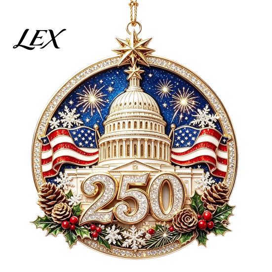 National Day Festive Ornaments 250 Anniversary USA Christmas Ornament, United States 1776-2026 250th Historic 1776 to 2026 Ornament Patriotic