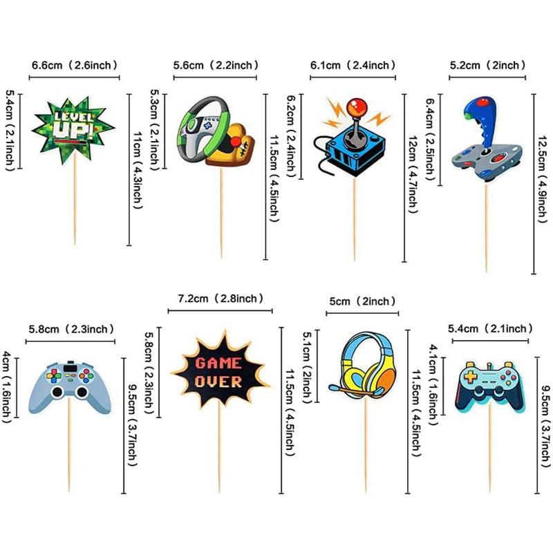 16 шт. Топперы для кексов в виде геймпада для видеоигр, Игровые топперы для торта на вечеринку в честь дня рождения, DIY украшения, Принадлежности, Детские сувениры, Подарки для мальчиков и девочек
