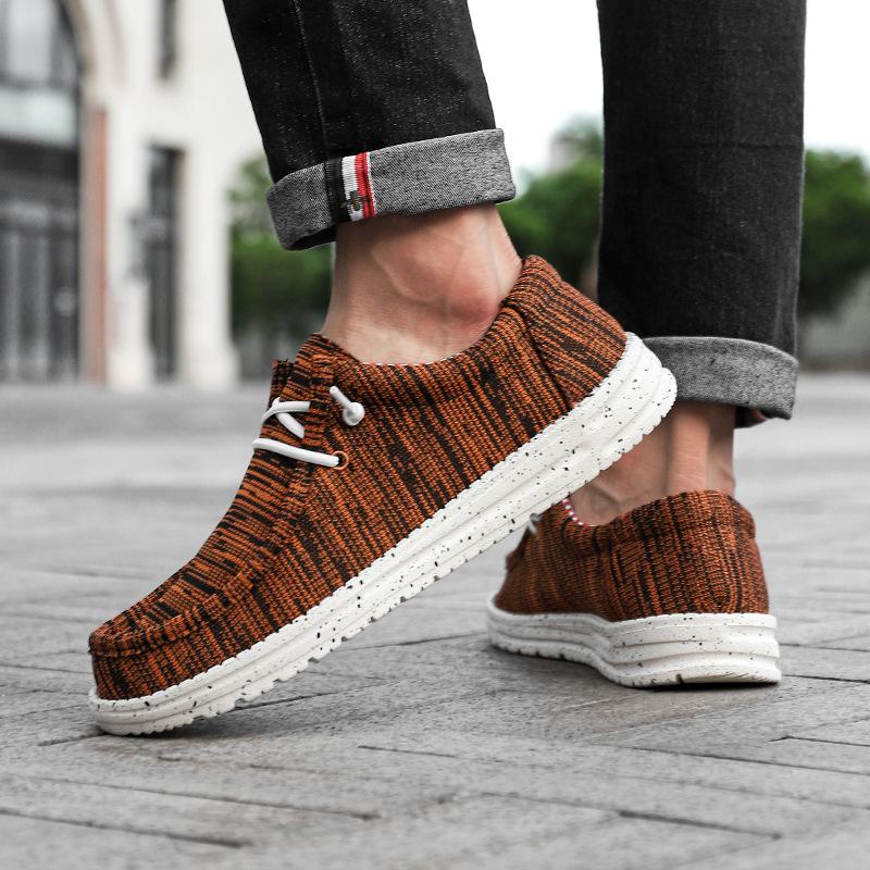 Большие размеры легкие парусиновые мужские туфли универсальные легкие амортизирующие мокасины мужские дышащие трендовые повседневные туфли