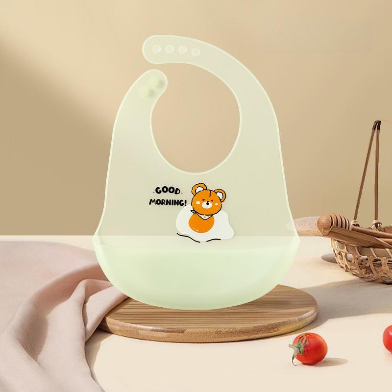 Waterproof Baby Bibs Baby Stuff Cute Cartoon Animal Printed Kids Bib Girl Boy Adjustable Soft Silicone Bib Baby Feeding Stuff