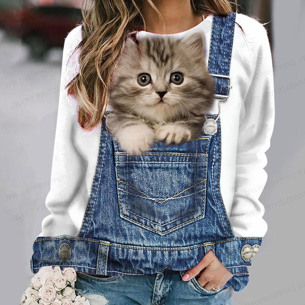 Толстовка с забавным принтом кота, женские модные толстовки, спортивная одежда, толстовки, пальто с животными, женские спортивные костюмы Kawaii, женская одежда