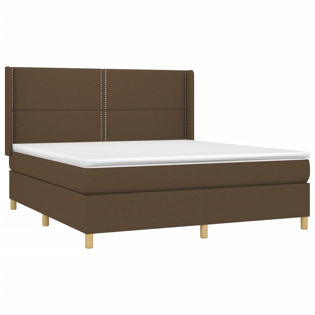 Box Spring Bed with Mattress Dark Brown 180 x 200 cm Fabric