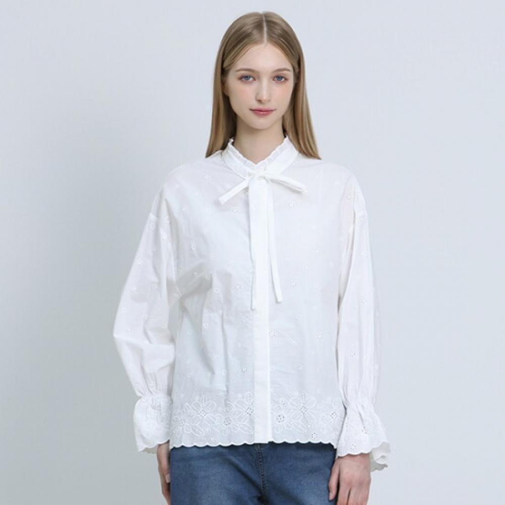 Cresson Flower Embroidery Eyelet Blouse