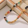 Bohemian Gold-Plated Beaded Choker with Colorful Natural Stones