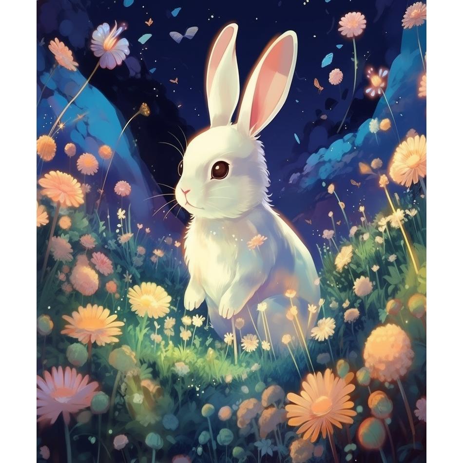 RUOPOTY Краска по номерам для взрослых, начинающих, милый кролик, животное, настенная картина с номерами для украшения дома, 40x50 см