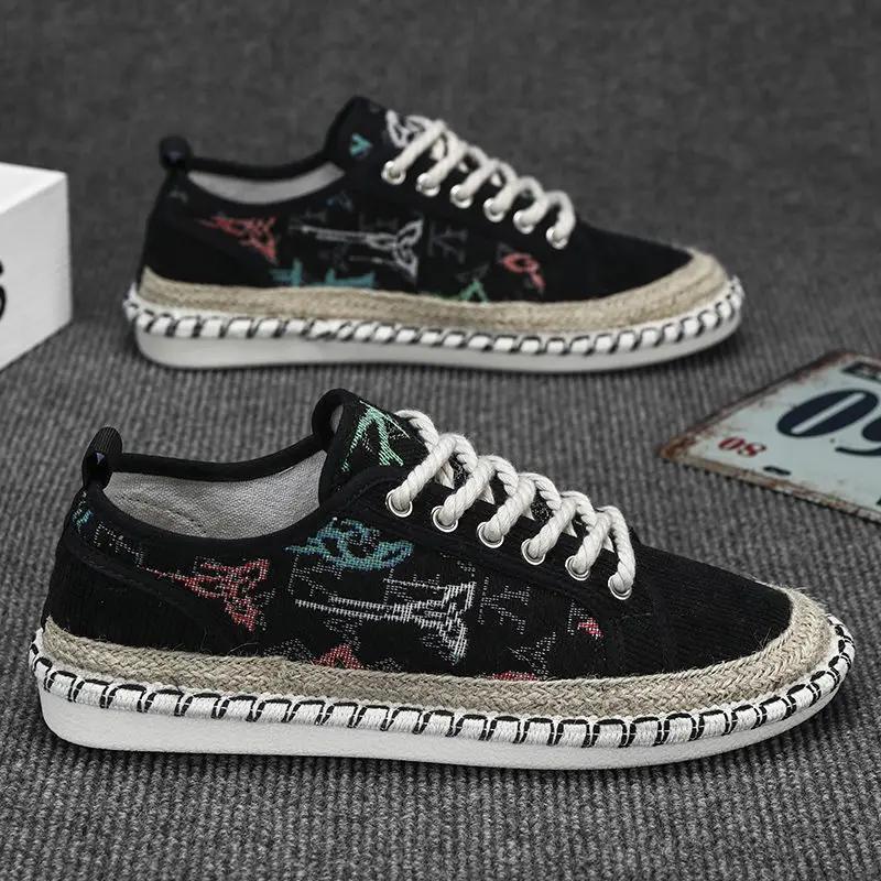 Эспадрильи Мужская обувь Мода 2024 Плоские кроссовки Дышащие Размер 45 Элегантная повседневная обувь для мужчин Корейский стиль Предложение Обувь 44