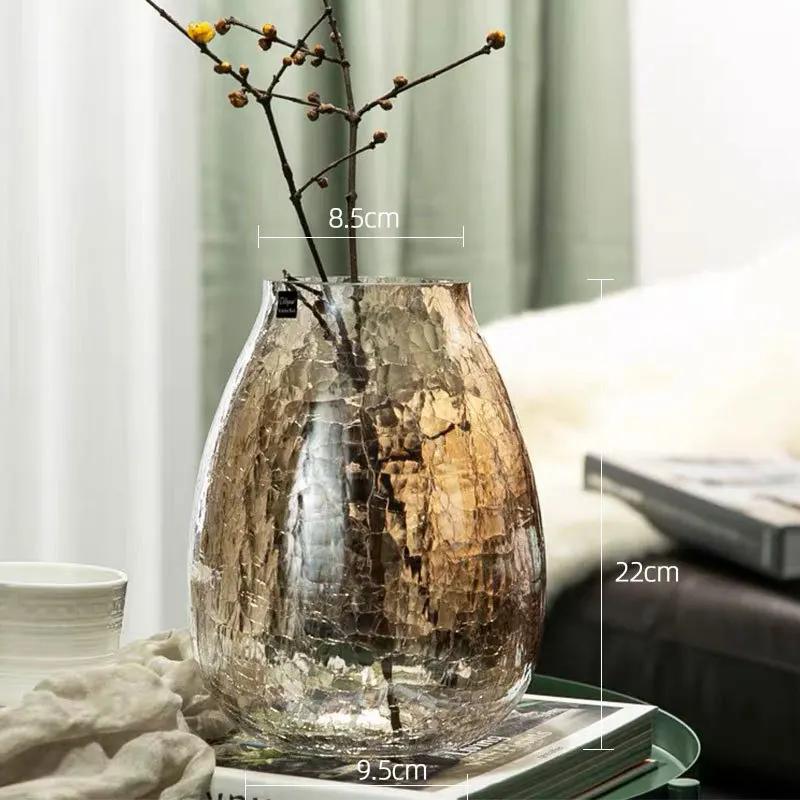 Light Luxury Lucite Ice Flower Glass Vase American Home Decor Clear Flower Vase Living Room Decoration Amber Vase