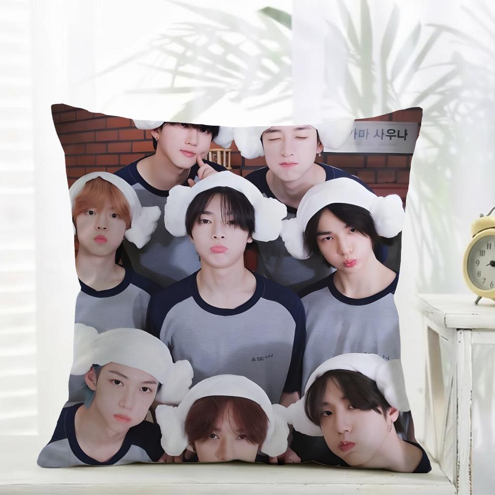 SStray Kids Cushion Cover Daily Washable Linen Pillowcase Soft for Sofa Bed Home Room Decor