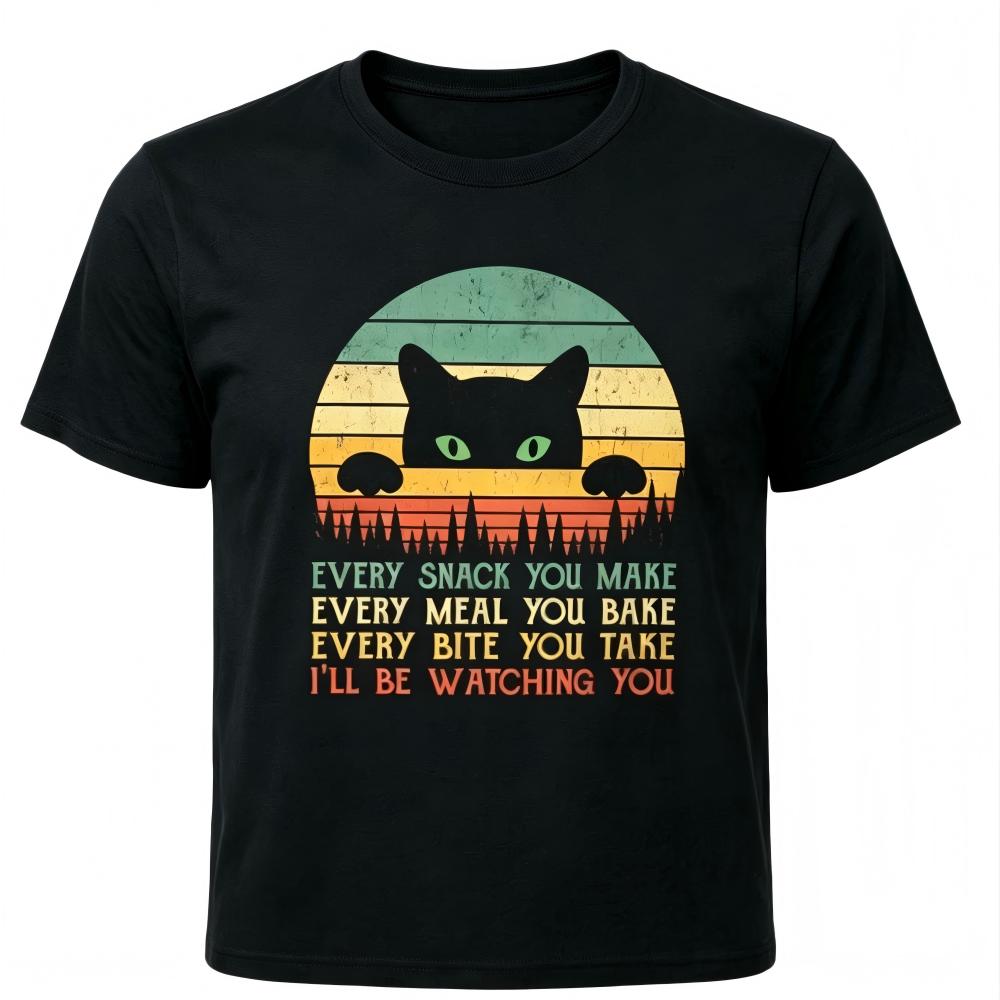 Vintage Black Cat Retro Sunset T-Shirt