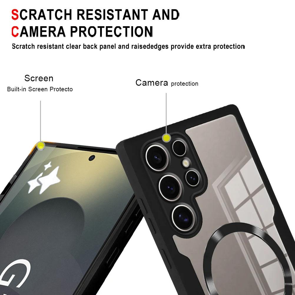 Двусторонний чехол с полной защитой 360° для Samsung S25 Ultra S22 S23 S21 S24 Plus Магнитная крышка для беспроводной зарядки Magsafe