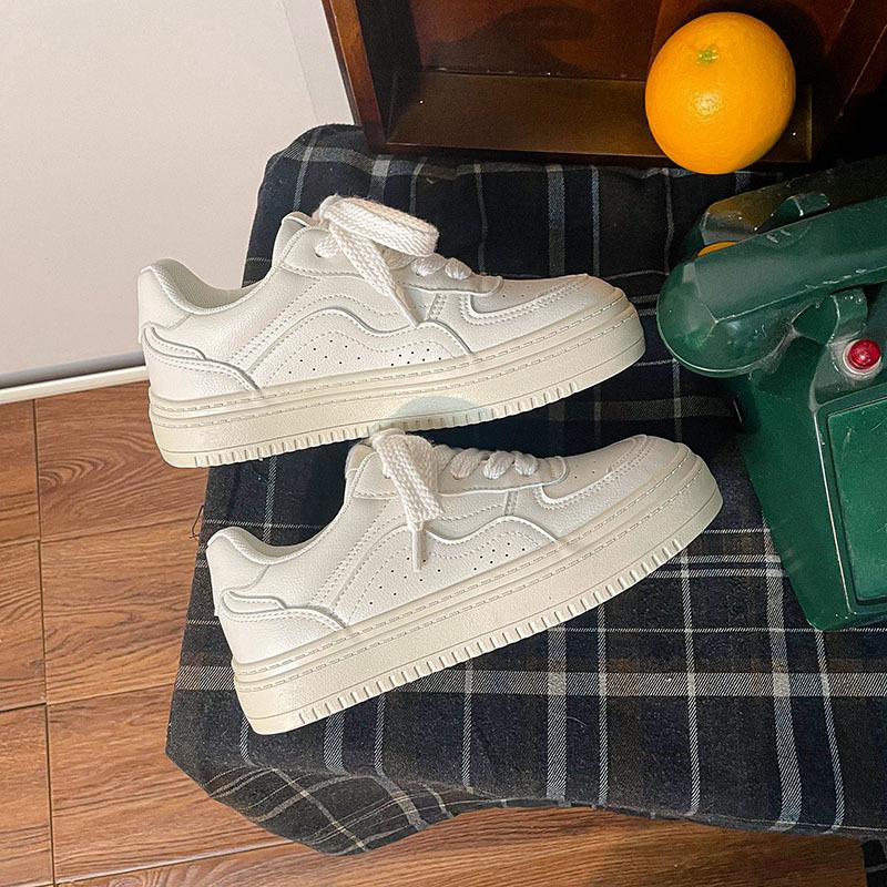 Спортивная белая обувь на толстой подошве в стиле ретро, повседневная женская обувь