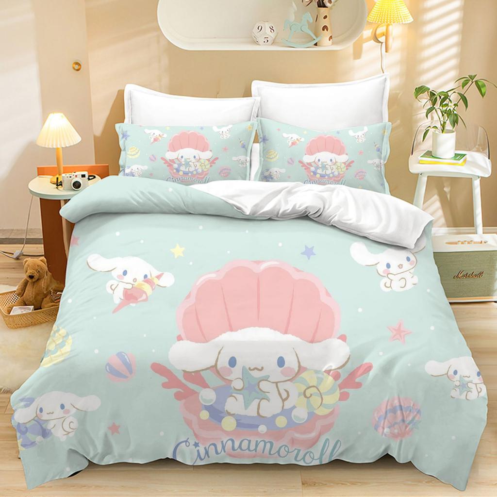 Постельное белье с принтом Cinnamoroll, комплекты: одеяло, покрывало, пододеяльник, наволочки, наборы из 2-3 предметов, детский/взрослый размер, декор для спальни