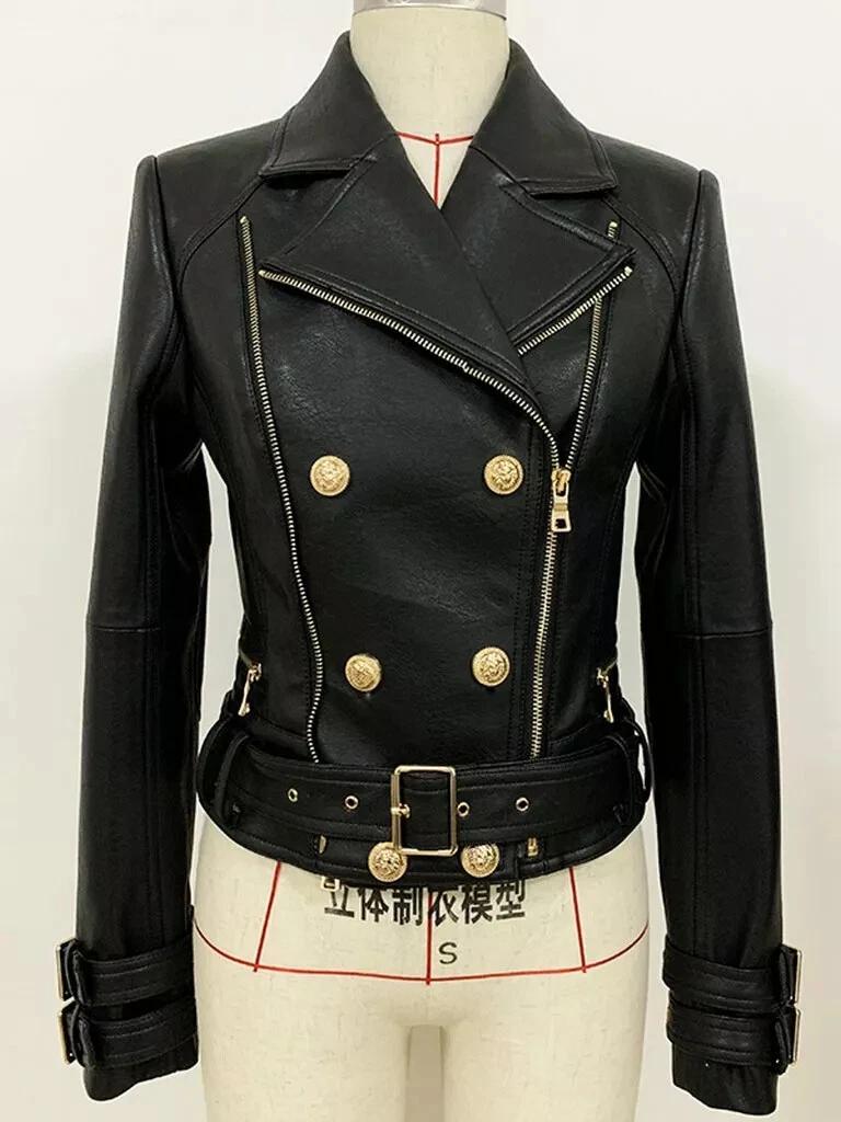 Women's Fashionable Jacket Biker Stylish Real Soft Black Lambskin Leather Motorcycle