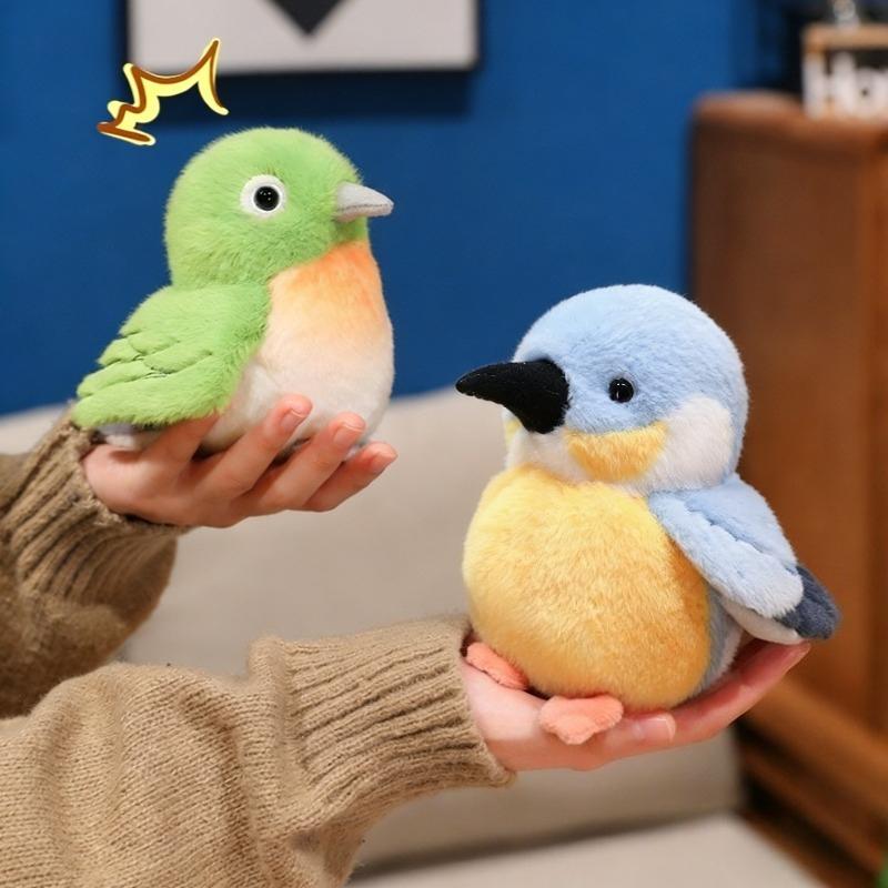Новая Милая Поющая Птичка Плюшевая Игрушка Мягкая Каваи Симулированные Животные Набитая Кукла Декор для Рабочего Стола Креативная Детская Игрушка Домашний Орнамент