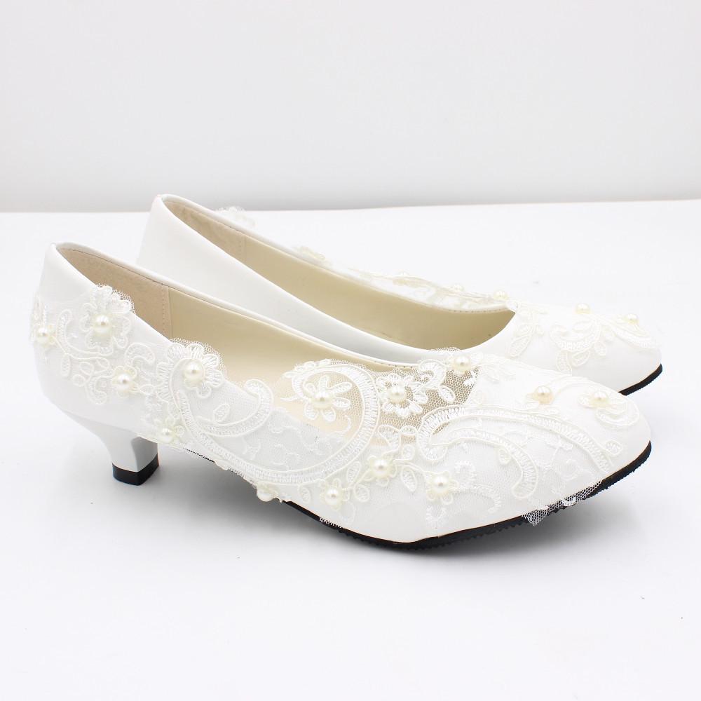 New Heel Low Lace White Bridal And Bridesmaid Wedding Shoes Bh2203
