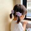 Flower Shaped Hair Ropes Pink Purple Elastic Rubber Bands Sweet Bead Pendant Tassel  For Girls
