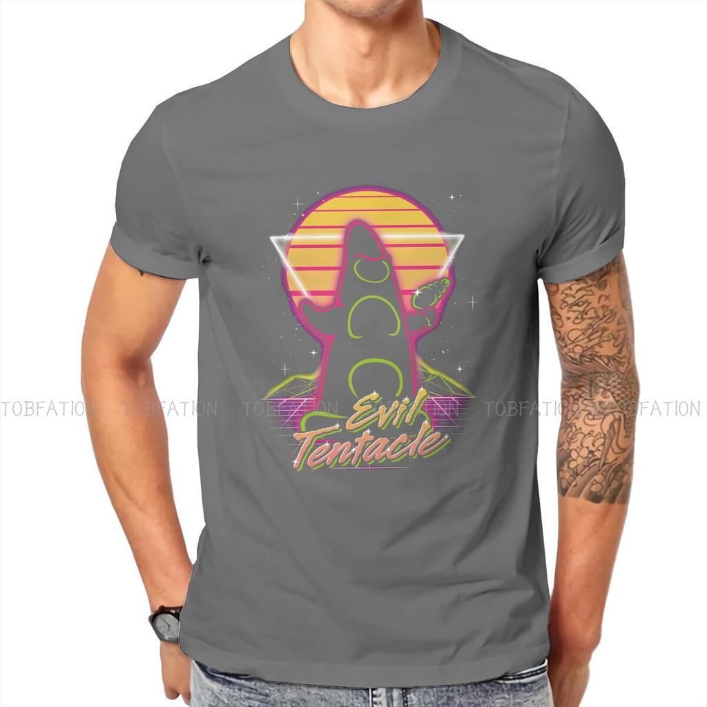 Retro Evil O Neck Tshirt Day Of The Tentacle Game Pure Cotton Original T Shirt Men Tops Fashion Oversized