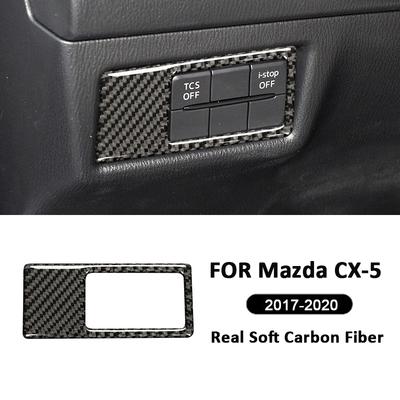Для Mazda CX-5 2017- Углеродное волокно Автомобиль Передний переключатель фар Кнопки Панель управления Рамка отделки Наклейка для декора салона