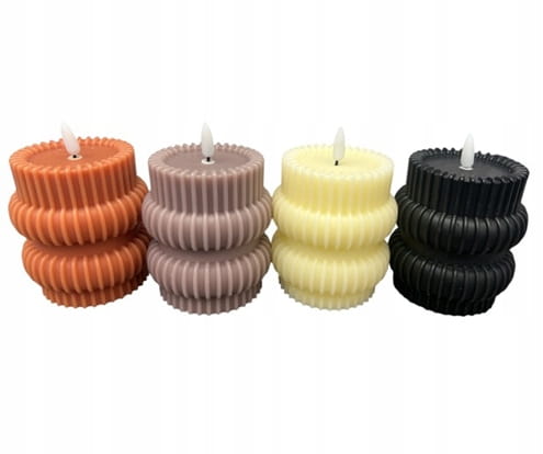 Ribbed LED Candle with Real Flame Effect, Decorative