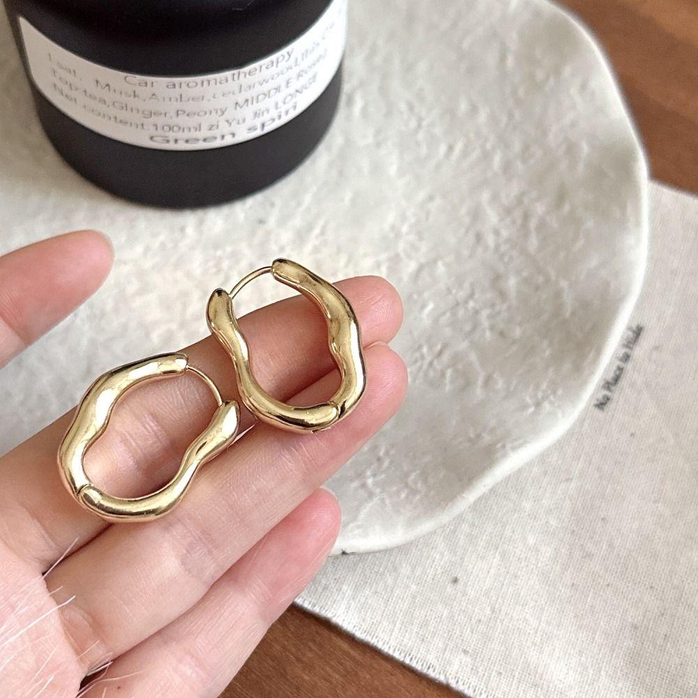 Temperament Hoop Earrings Twist Wave Wave Earrings Irregular Geometric Earrings  Women