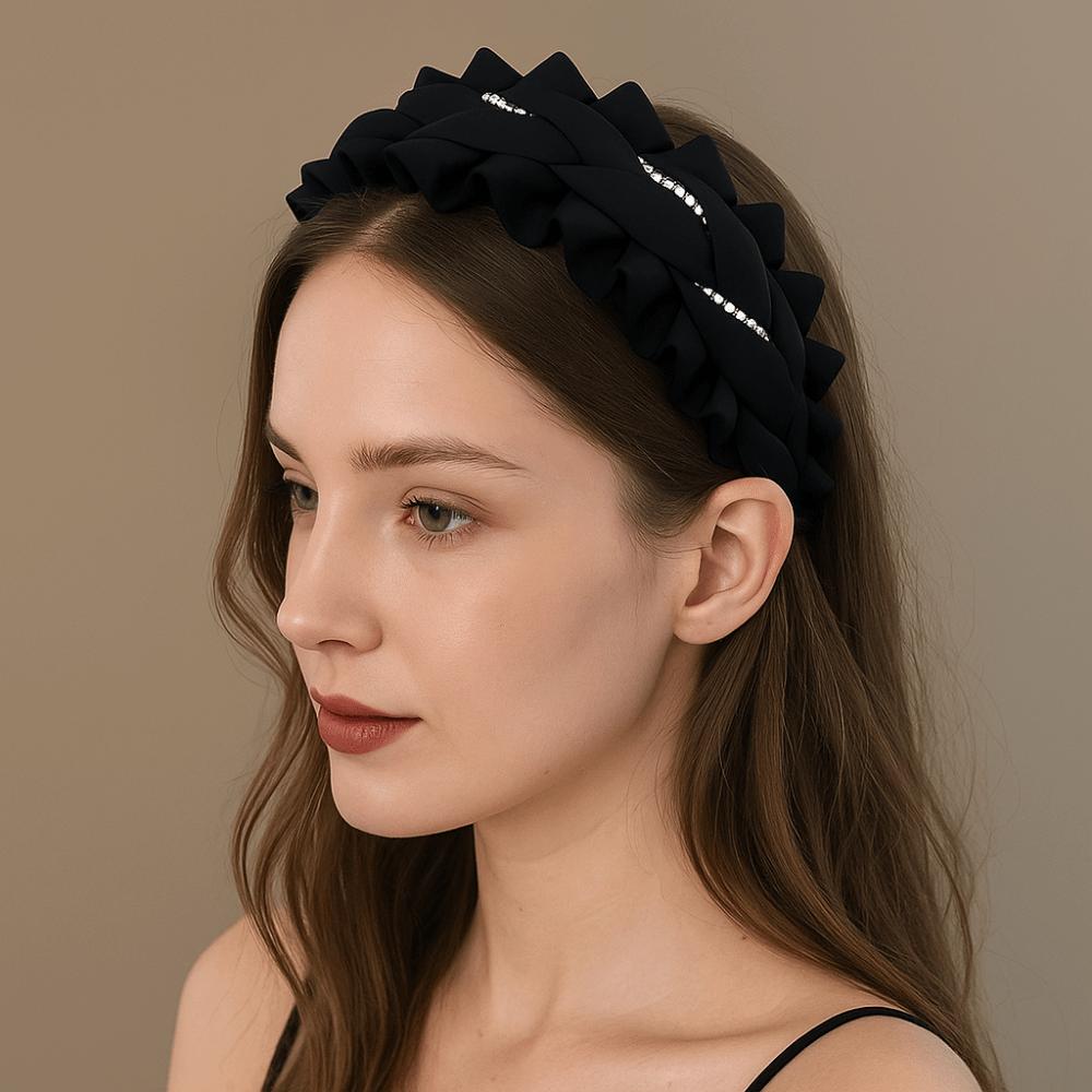 Cloth Women Hair Hoop Wide Wrinkle Headband Fashion Black Hairband Women