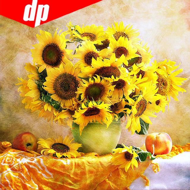 Круглый горный хрусталь Алмазная вышивка Подсолнух 5d Diy Алмазная картина Ремесленная вышивка крестом