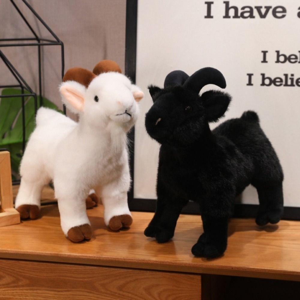 Пушистая плюшевая кукла Козленок 18/30 см Кукла-брелок Козленок Игрушки Плюшевые игрушки Овца с рогами Детский подарок