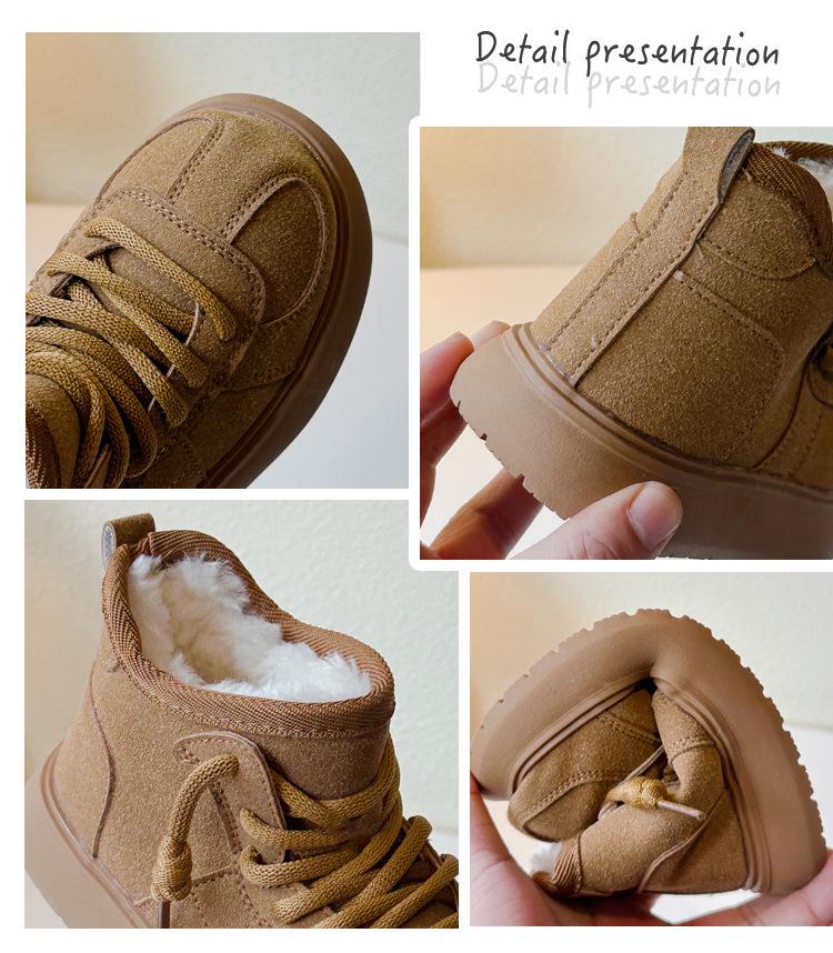 2025 Зимние плюшевые утепленные детские сноубутсы - Теплые, Универсальные, Нескользящие, Хлопковые ботинки на мягкой подошве