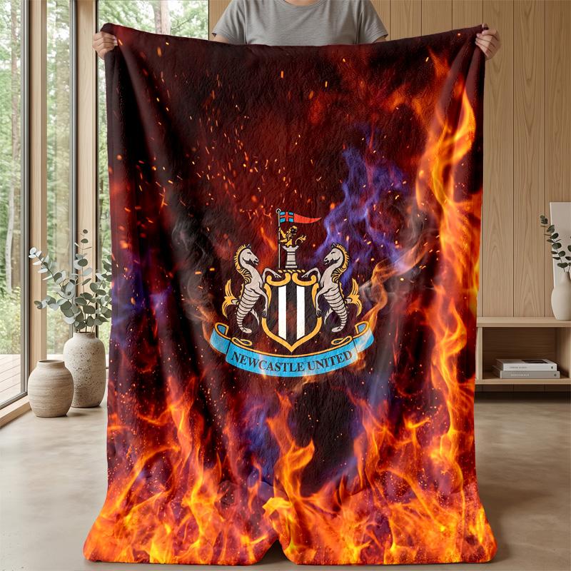 Newcastle United Football Print Flannel Blanket, Soft Warm Lightweight Throw Blanket for Sofa Bed Camping