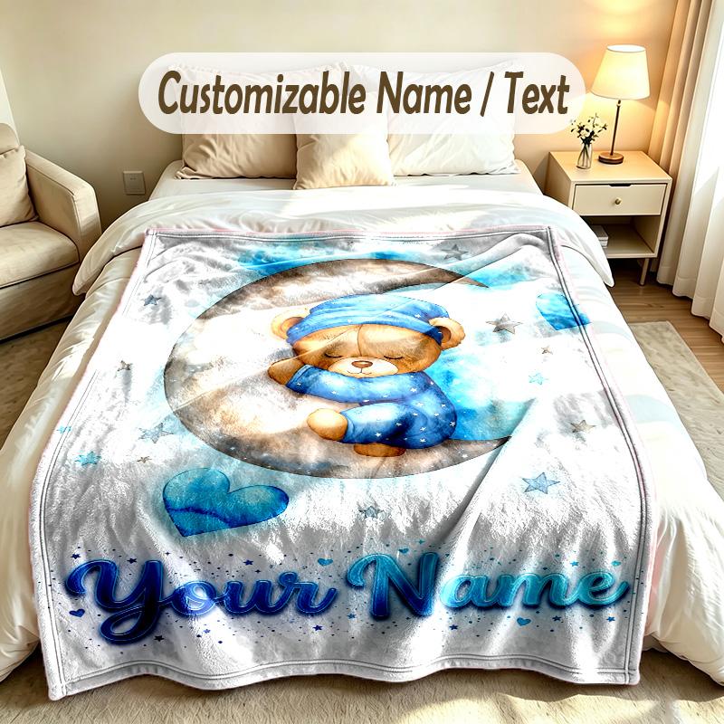 Space Cosmic Theme Custom Blanket Personalized Name & Text Customized Soft Warm Throw Blanket Home Decor