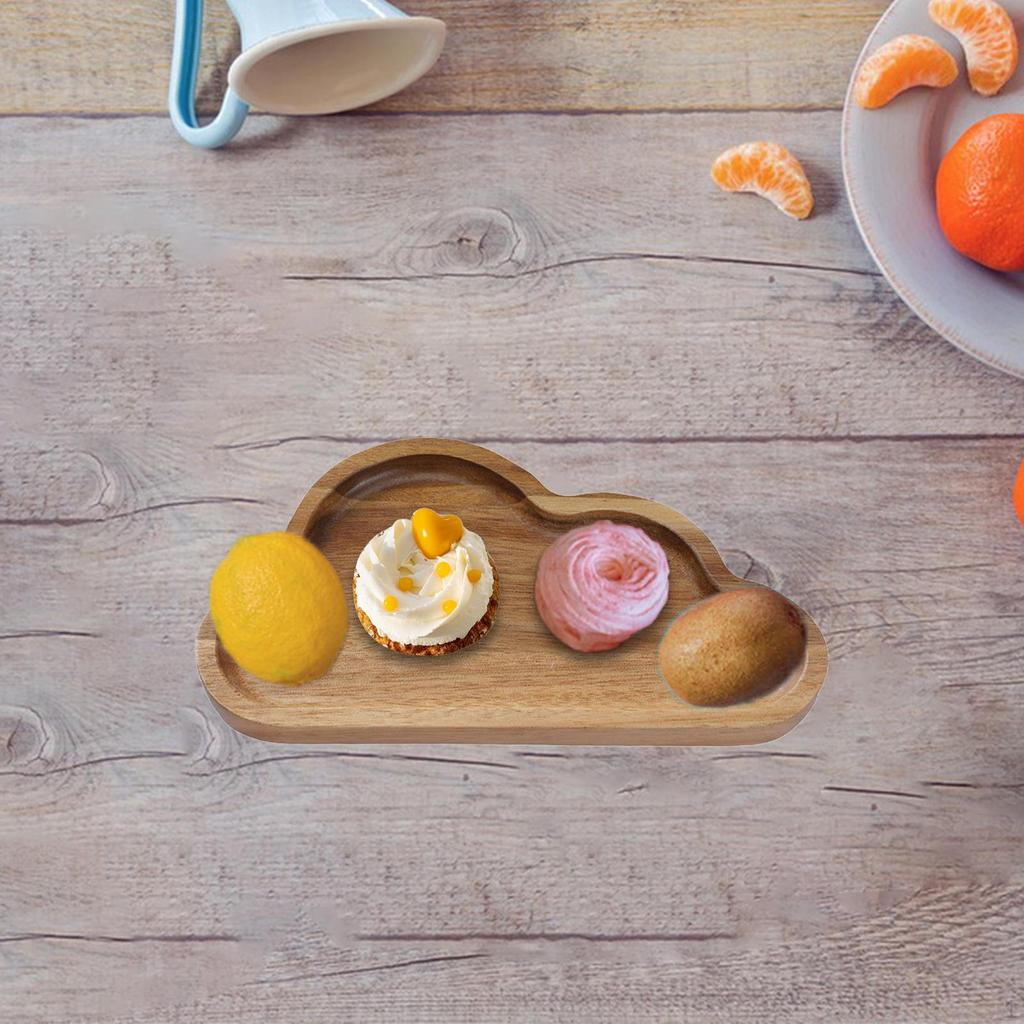 Wood Serving Tray Dried Fruit Plate Food Dish for Cupcake