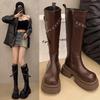 Но женские ботфорты 2025 осень взрыв новинка пряжка ремня красивый увеличивающий рост голенище толстая подошва рыцарские ботинки женские ботинки