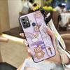 Kickstand Fashion Design Phone Case For ZTE Blade A53 Pro Cartoon Back Cover Shockproof Wrist Strap Anti-dust Wristband