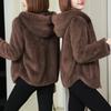 Hooded Coat Cozy Plush Hooded Winter Coat for Women with Double-sided Thick Material Long Sleeves Zipper Closure for Weather